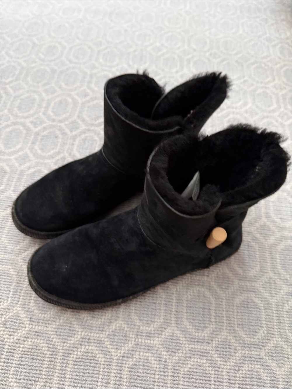 UGG Women's Black Suede Button-Accent  Boots